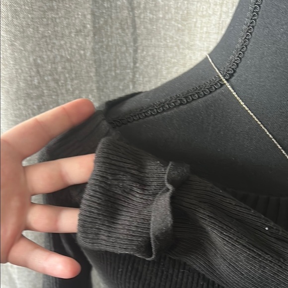 White House Black Market Black Asymmetrical Long Sleeve Sheath Dress - Picture 3 of 4